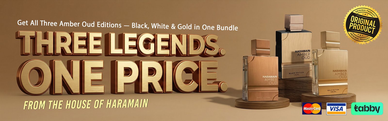 Khamrah Qahwa Al Haramain Amber Oud Trio β Black, White & Gold Edition EDP