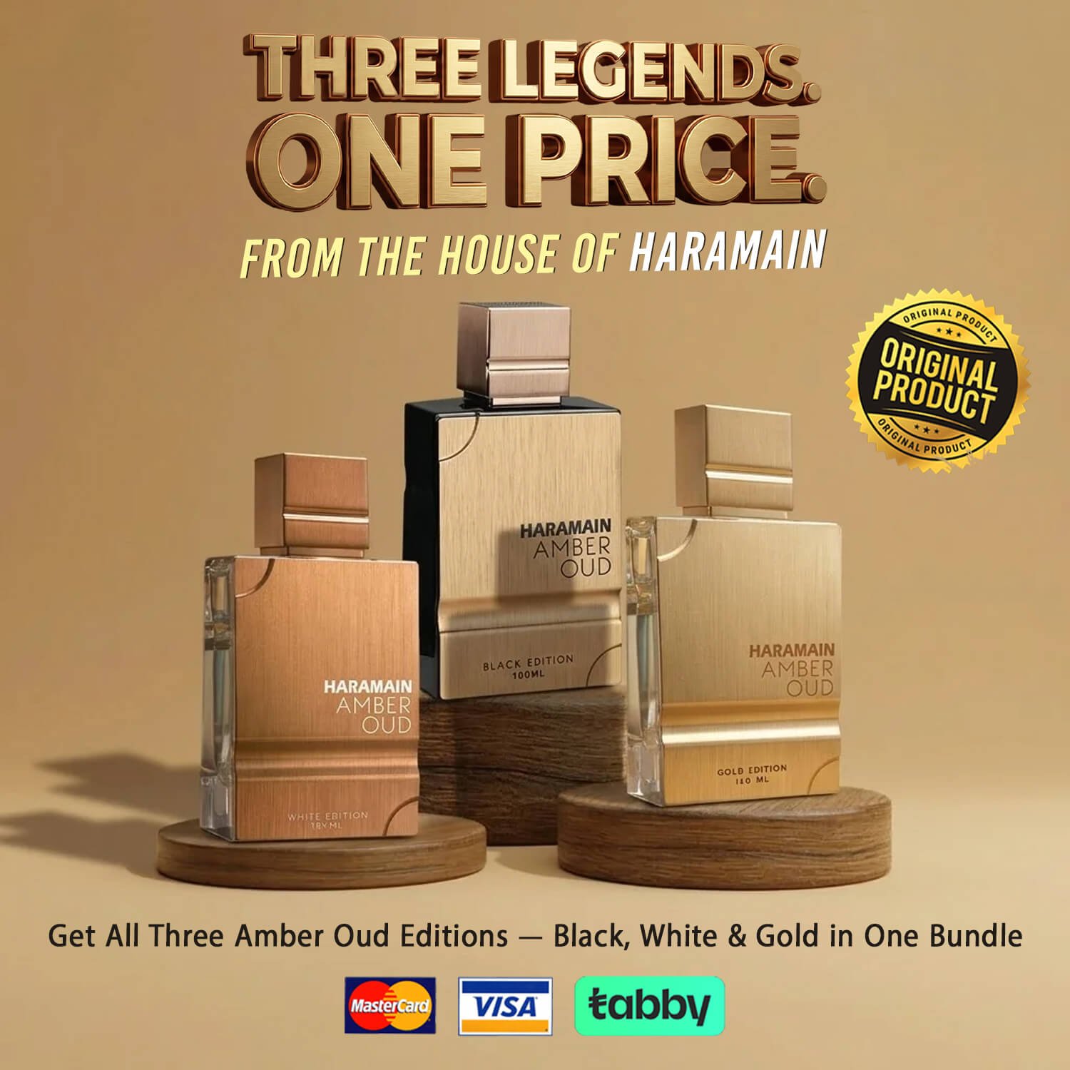 Khamrah Qahwa Al Haramain Amber Oud Trio β Black, White & Gold Edition EDP